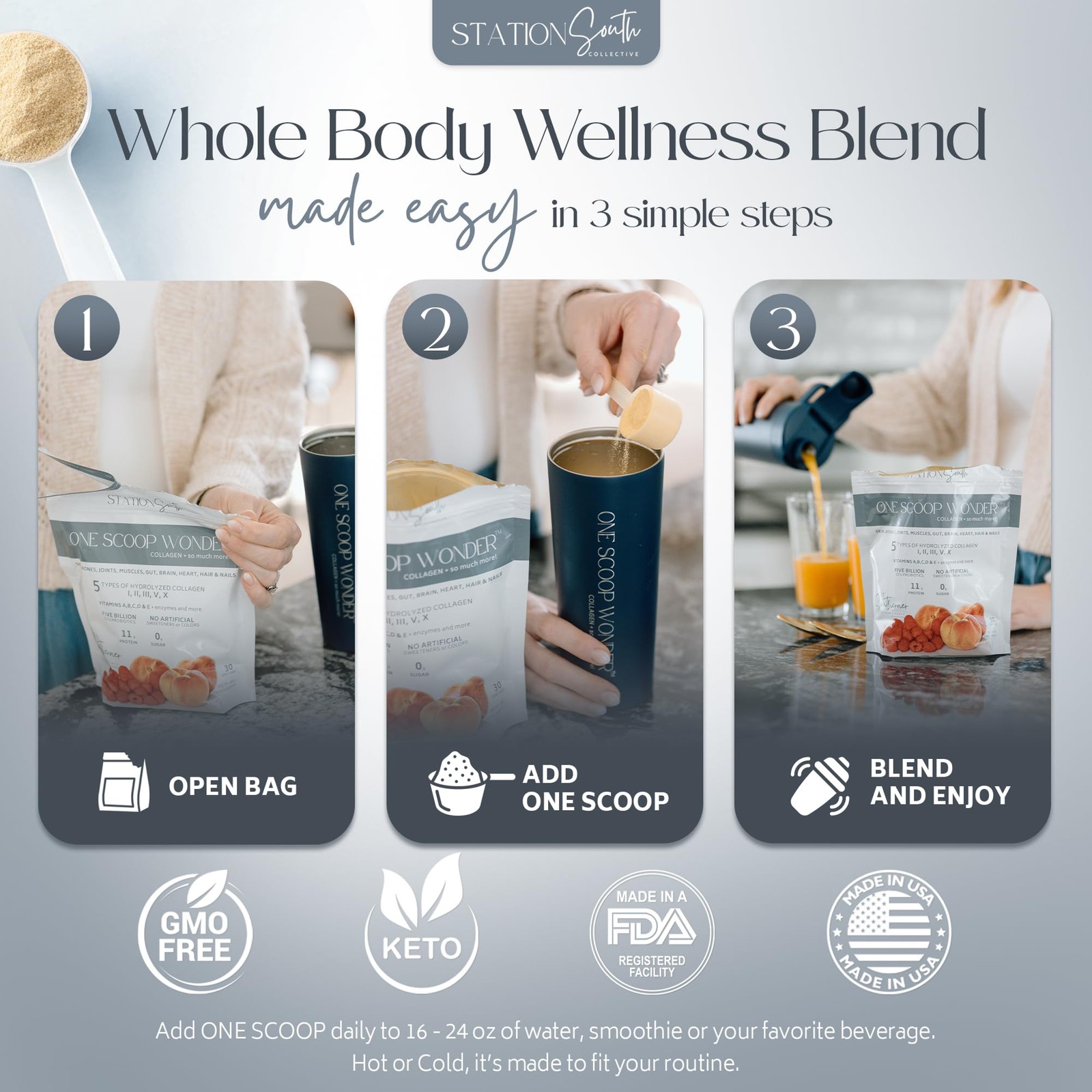 Station South Collective One Wonder Whole Body Wellness 5 Collagens 6 Organic
