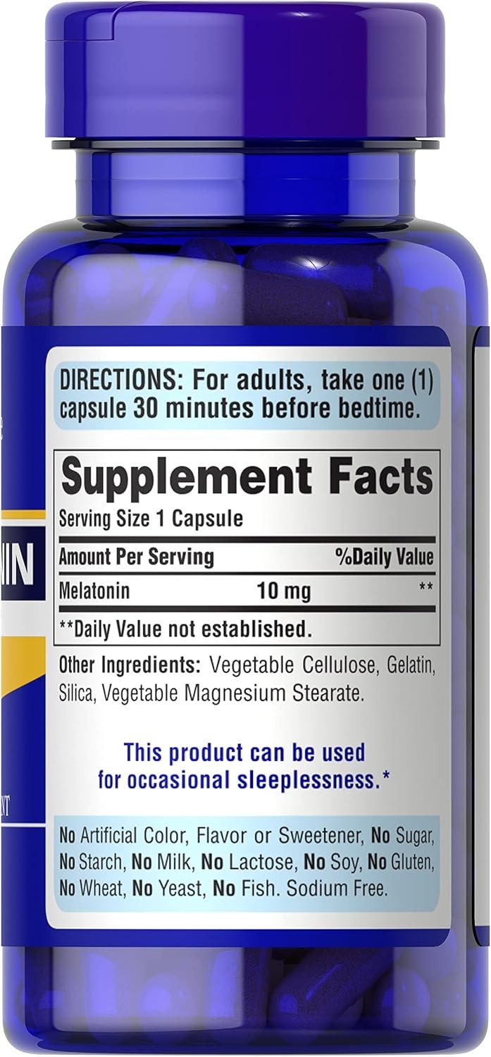 Puritan’s Pride Super Strength Melatonin 10mg Rapid 60 Count (Pack of 3)