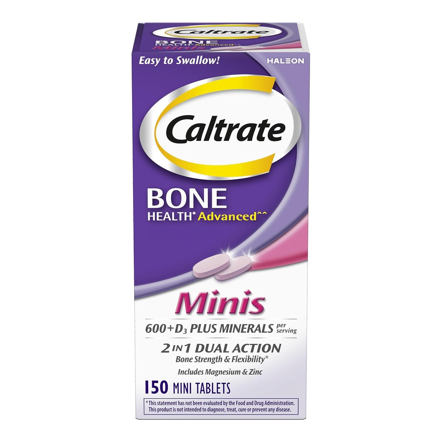 Caltrate Minis 600 Plus D3 Calcium Vitamin D3 Mineral Tablets 150 Count