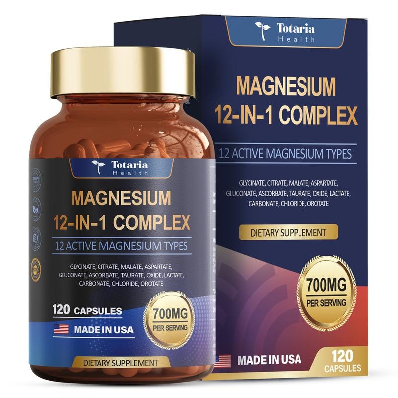 Totaria Health Magnesium 12-in-1 Complex – 700mg | 120 Capsules | Vegan, Non-GMO