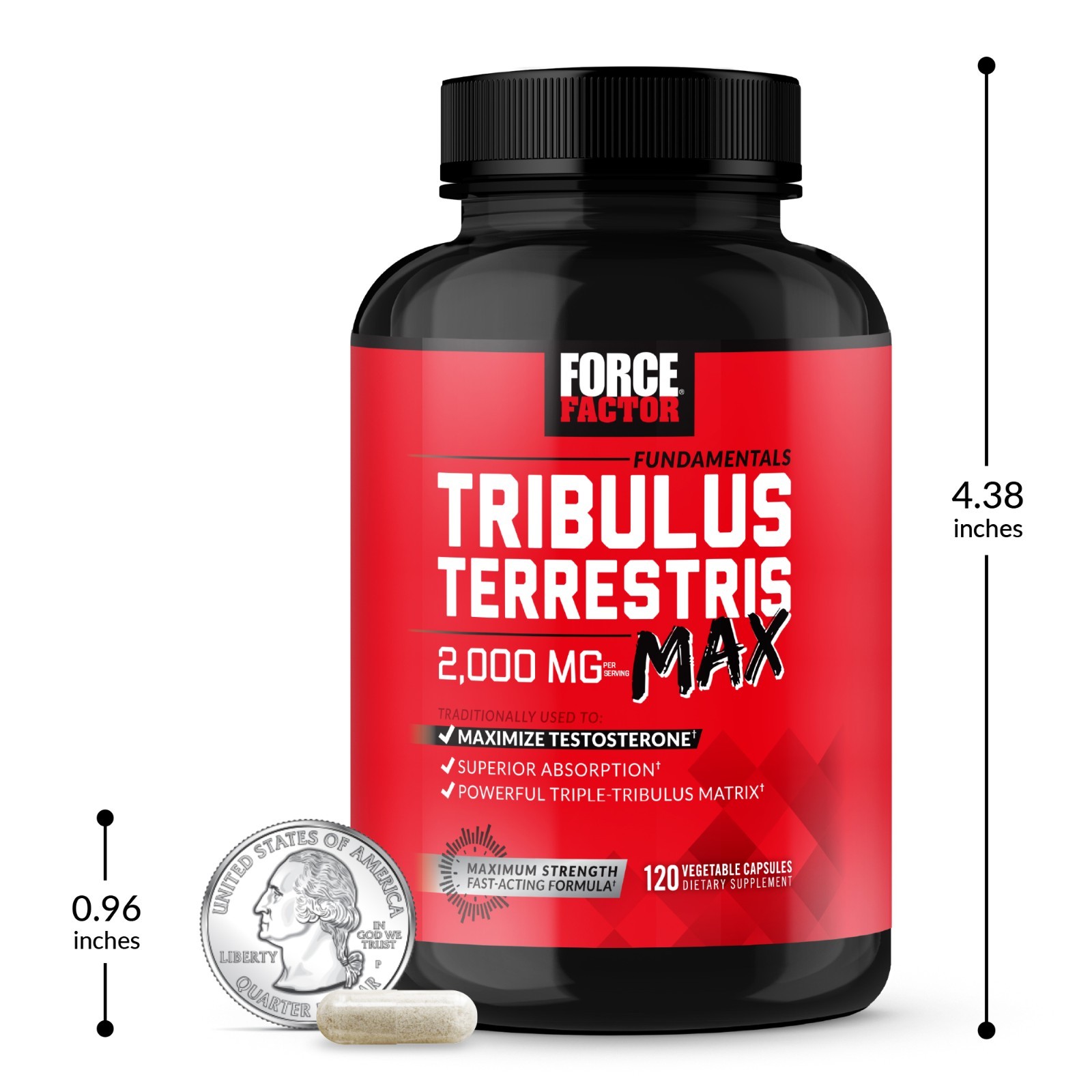 Force Factor Tribulus Terrestris Max 2000mg 90% Saponins Testosterone Booster