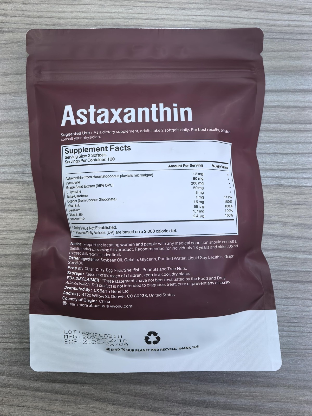 10 in 1 Astaxanthin 12mg 240 Count (Pack of 1), | 1 Bag | 240 Softgels