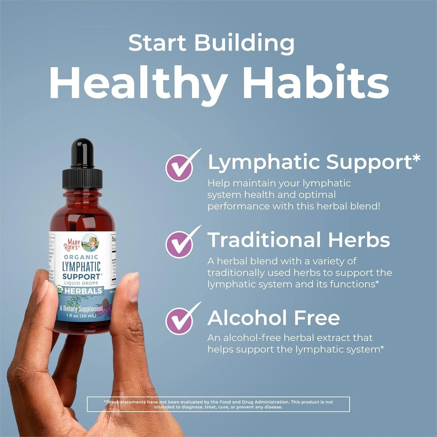 MaryRuth’s Organic Lymphatic Support – Echinacea & Elderberry Drops – Vegan – 30