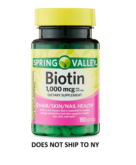 Spring Valley Biotin 1000mcg 150 Softgels Skin Hair Nail Health Supplement USA