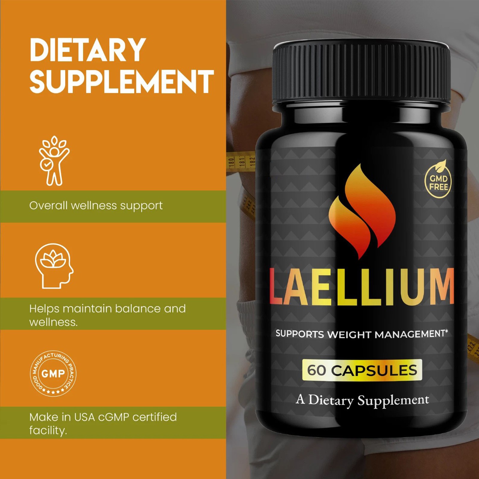 Laellium for Weight loss,Advanced Fat Burning and Energy Capsules 60 Capsules US