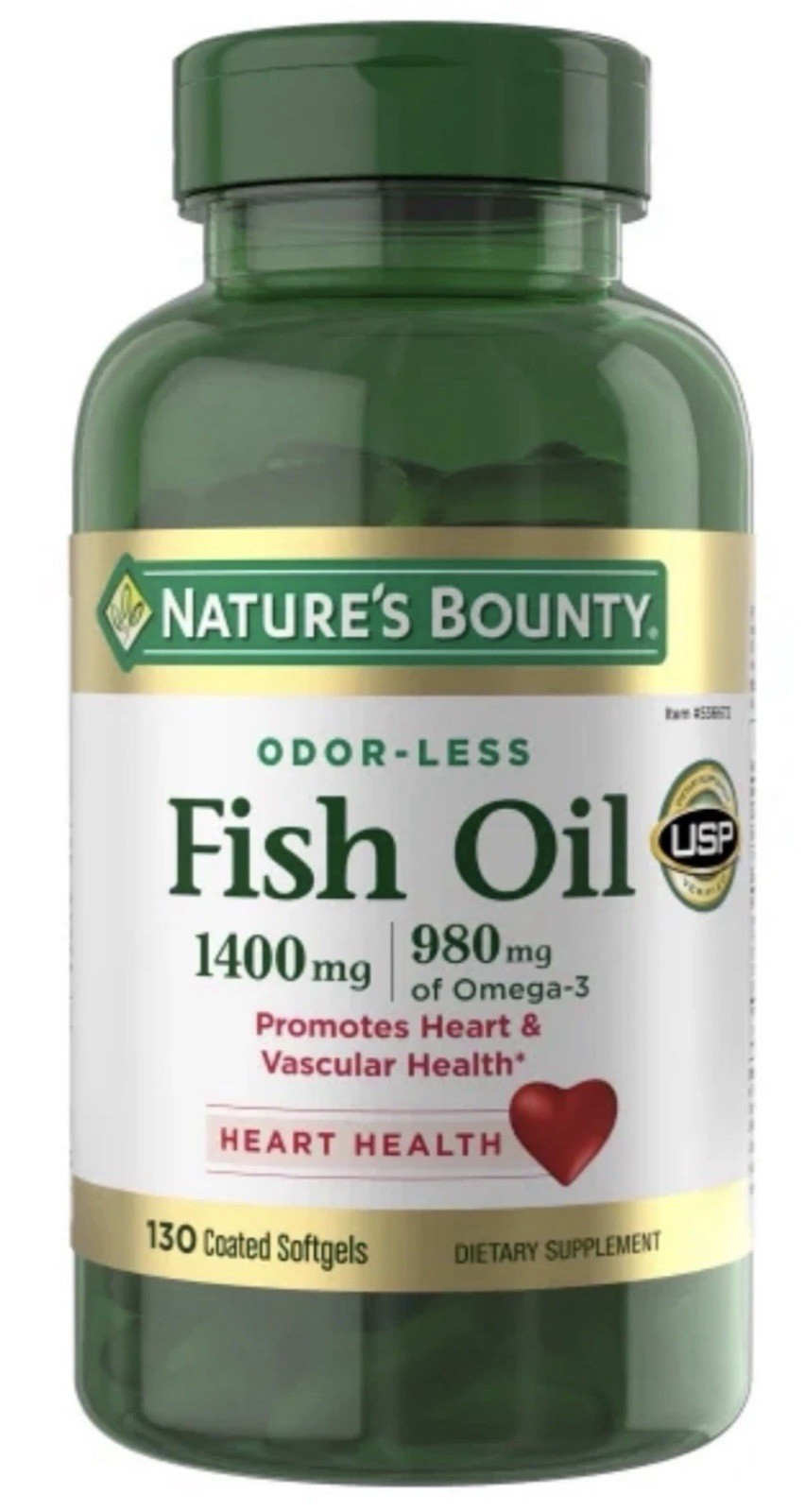 Nature’s Bounty Fish Oil 1400mg 130 Softgels 980 mg of Omega-3 EXP 07/2027