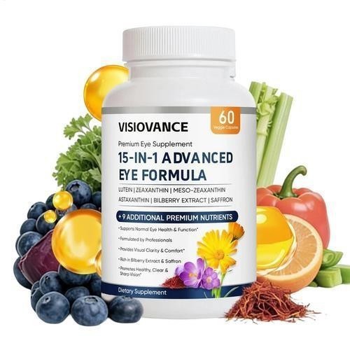 VisioVance 15 in 1 Enhanced Eye Vitaminss Formula W/ All 3 Carotenoids 60 Count