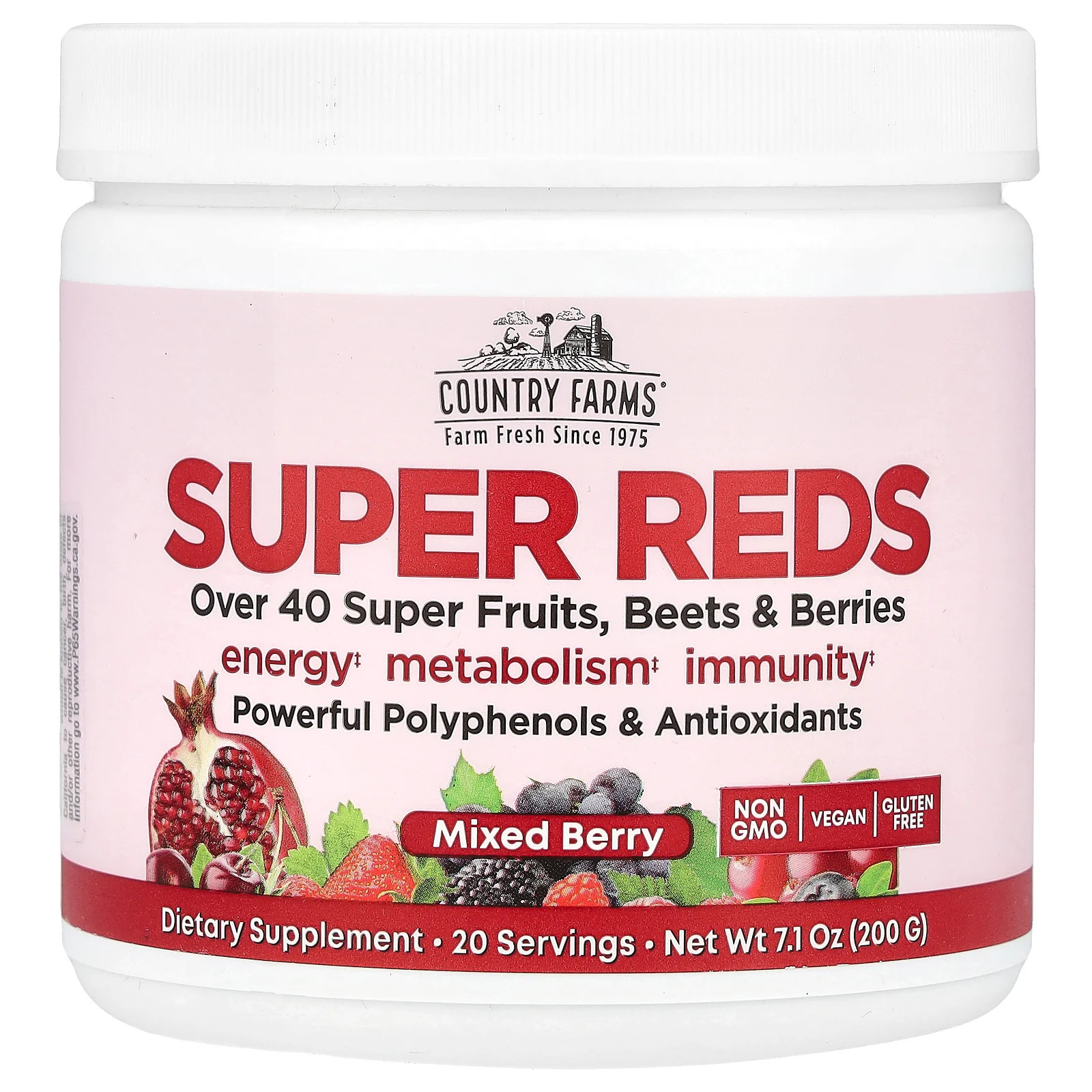 2 X Country Farms, Super Reds, Mixed Berry, 7.1 oz (200 g)