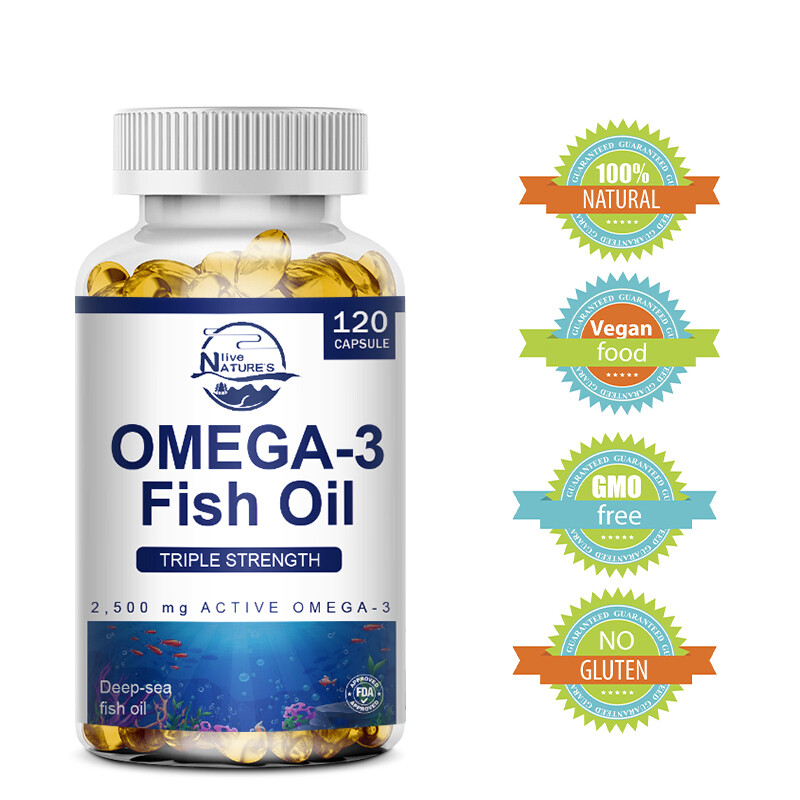 2PACKS Omega 3 Fish Oil Capsules 3x Strength 3600mg EPA & DHA, Highest Potency
