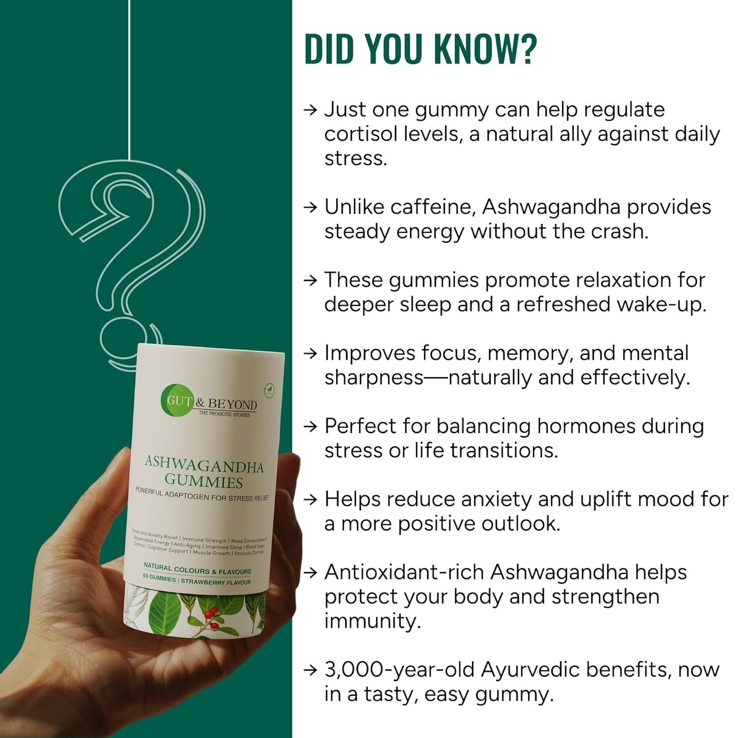 Gut & Bey.ond Ashwagandha Gummies 60 Pack of 3 Strawberry