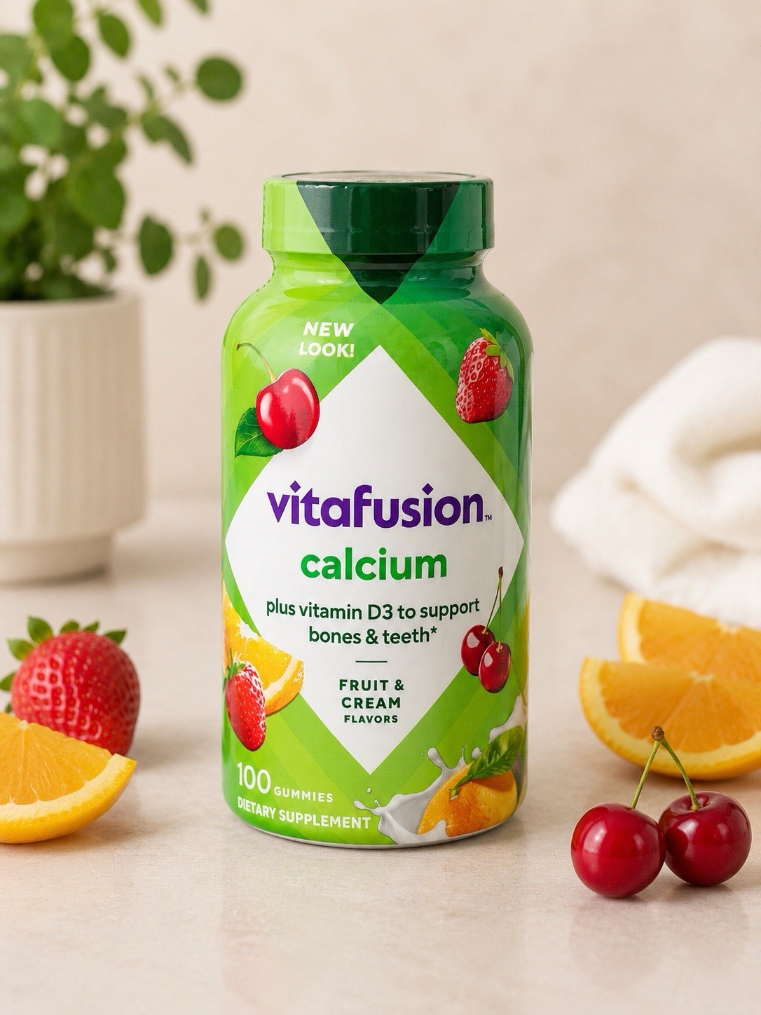 Vitafusion Calcium + Vitamin D3 Gummies 100 Ct Fruit & Cream Bones & Teeth