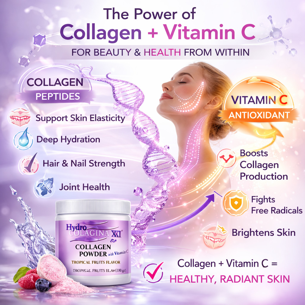 2 Pack Collagen Powder with Vitamin C Tropical Flavor Skin Hair Nails Support