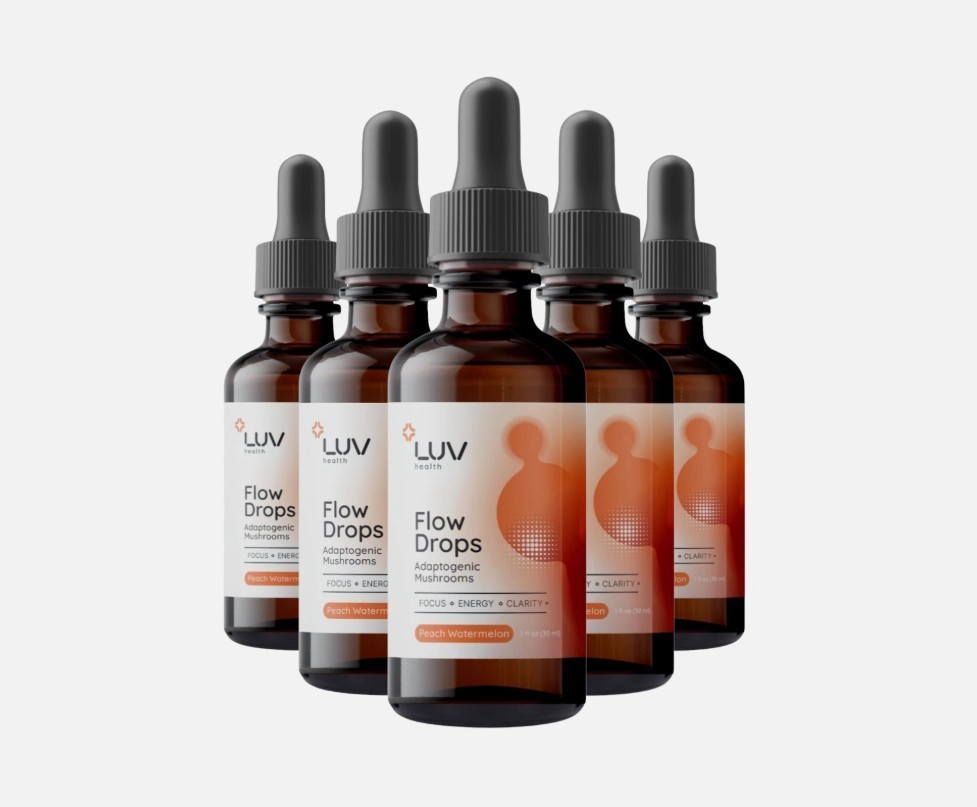 (5 PACK) LUV Health Flow Drops – Adaptogen Mushroom Blend Drops [USA]