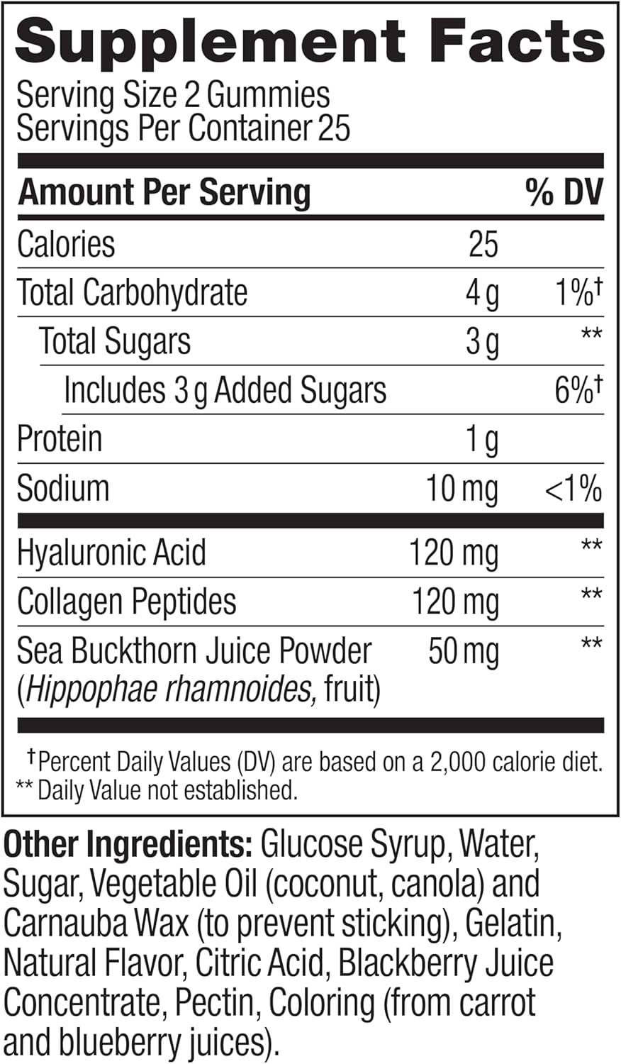 OLLY Glowing Skin Gummy, Collagen, Hyaluronic Acid, Sea Buckthorn, 50 Count