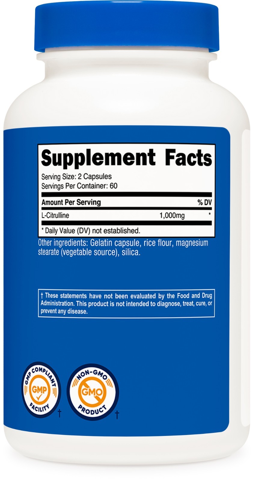 Nutricost L-Citrulline 500mg, 120 Capsules – Gluten Free & Non-GMO