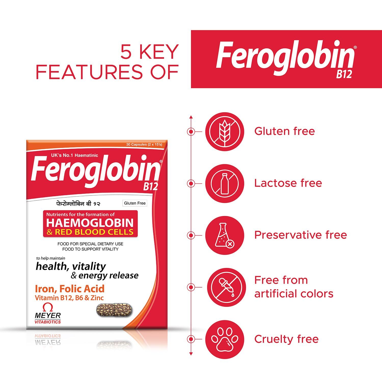 Vitabiotics Feroglobin Organic Mineral Capsules 30/ 60 /120 Count + F/S
