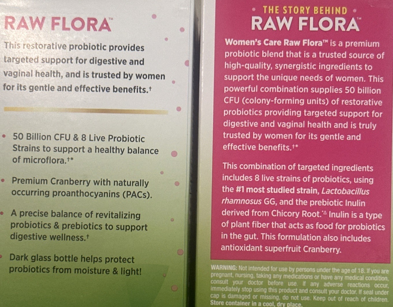 BULK LOT OF 7 x 50 Billion CFU Women’s Probiotic Raw Flora 60 Caps ea – NEW 9/26