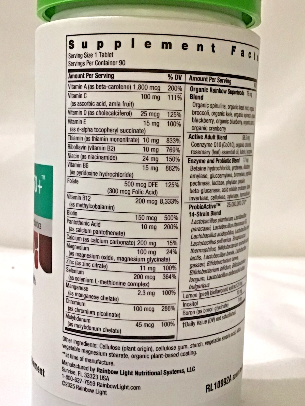 LOT OF 3 Rainbow Light Active Adult 50+ Multivitamin 90 Tablet Per Bottle 12/27