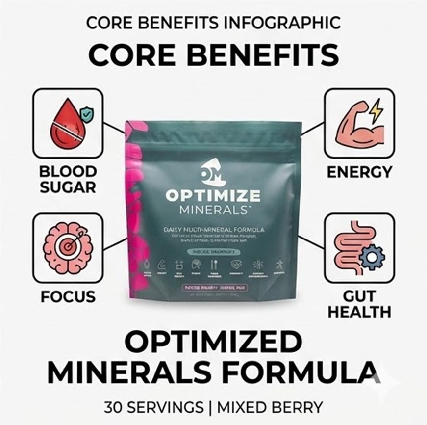 Optimize Minerals Daily Multi-Mineral Drink Mix 2-Pack Mixed Berry 60 Servings