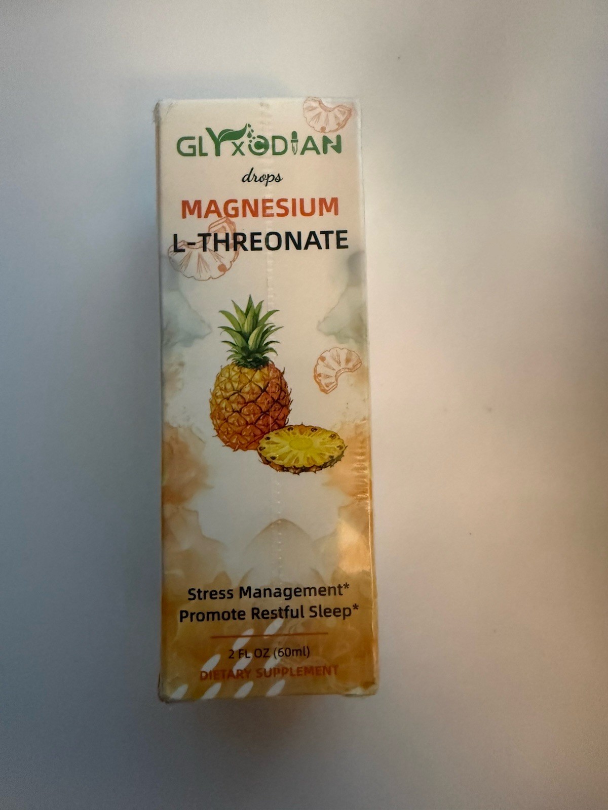 GLYXODIAN Magnesium L-Threonate Drops 1500mg Pineapple 2 fl oz (60 ml)