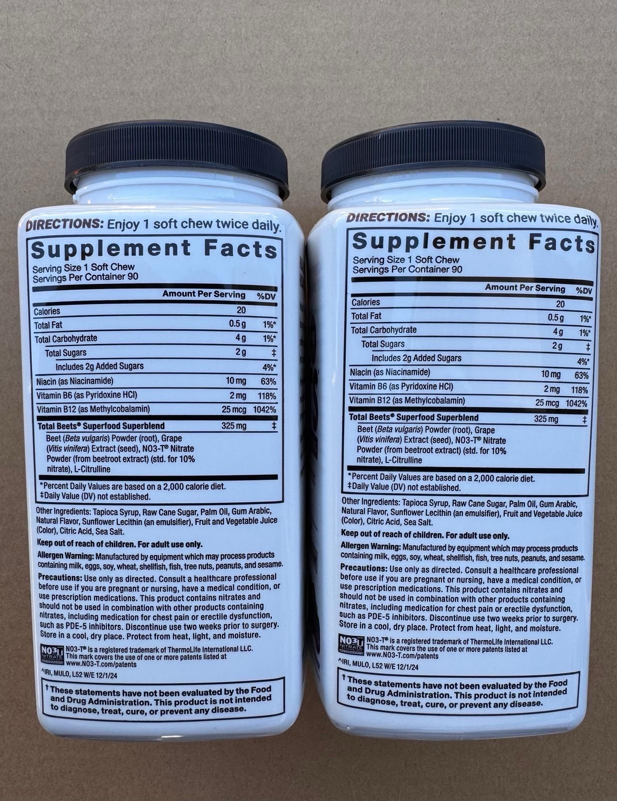 Force Factor Total Beets Soft Chews 180 Ct Acai Berry Heart Energy Exp 11/2027