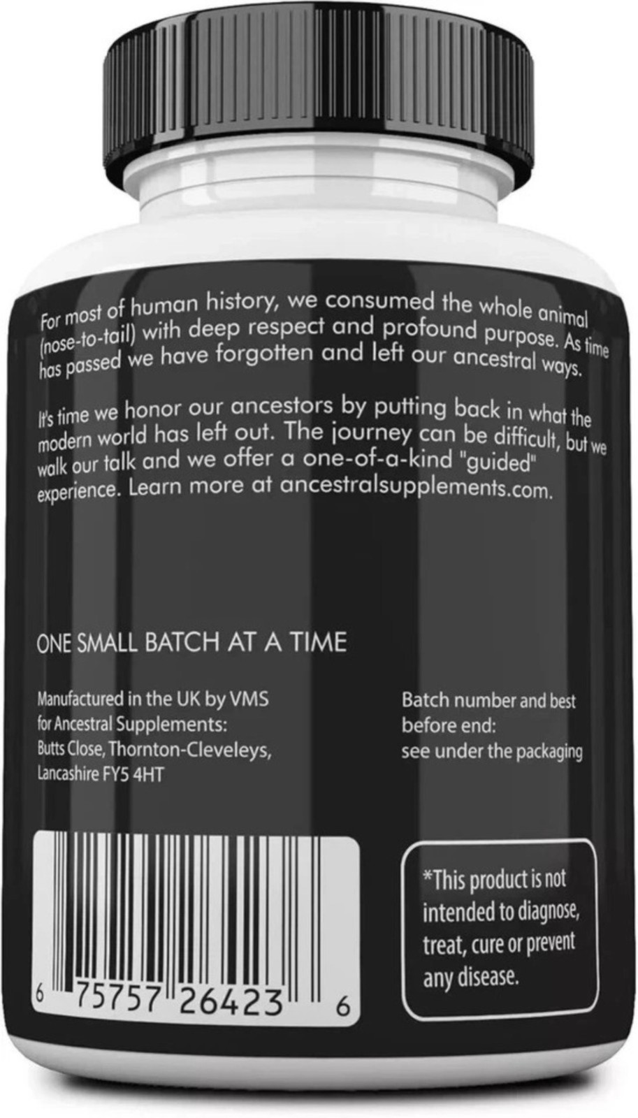 Premium new Ancestral Supplements Grass Fed Beef Organ Supplement 180 Capsules
