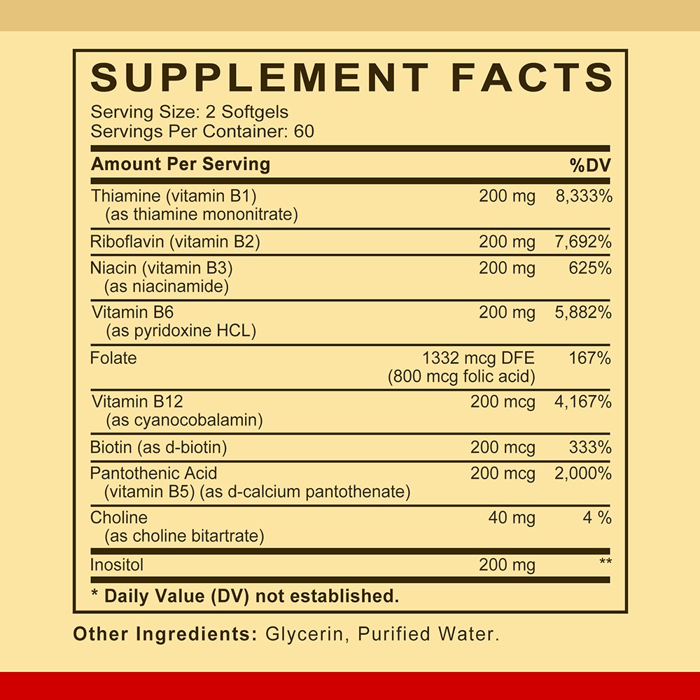 High Potency B Complex Maintain Cardiovascular Nervous Health 30/60/120 Capsules