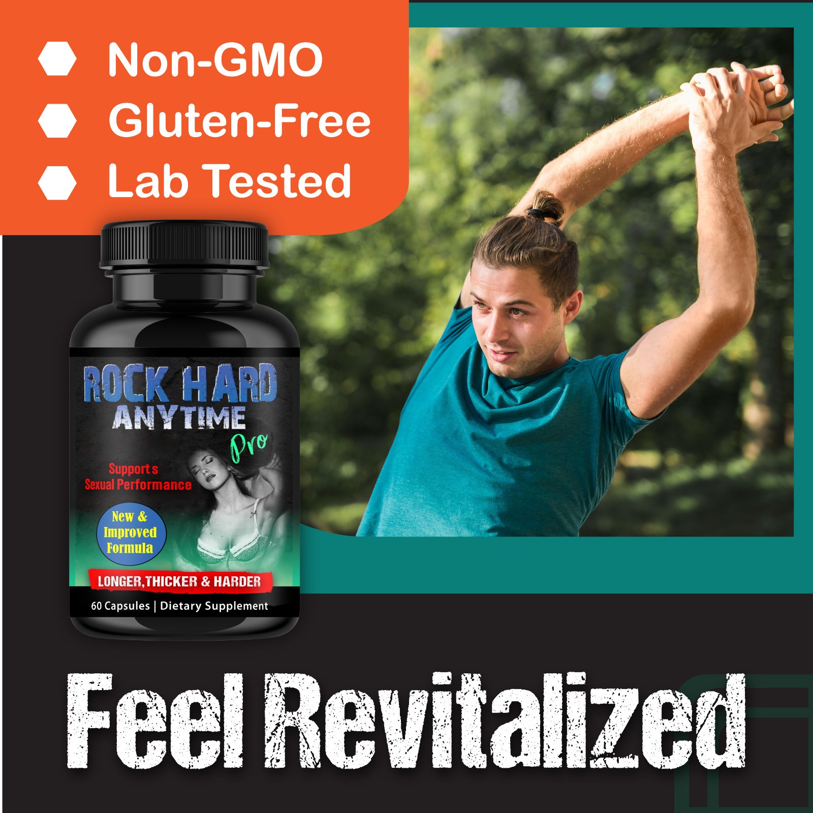 Testosterone Booster, Increase Stamina & Strength, Drive Energy For Male -60 C