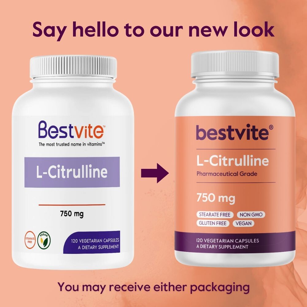 L-Citrulline 750mg per capsule (120 Vegetarian Capsules)-No Stearates-Vegan