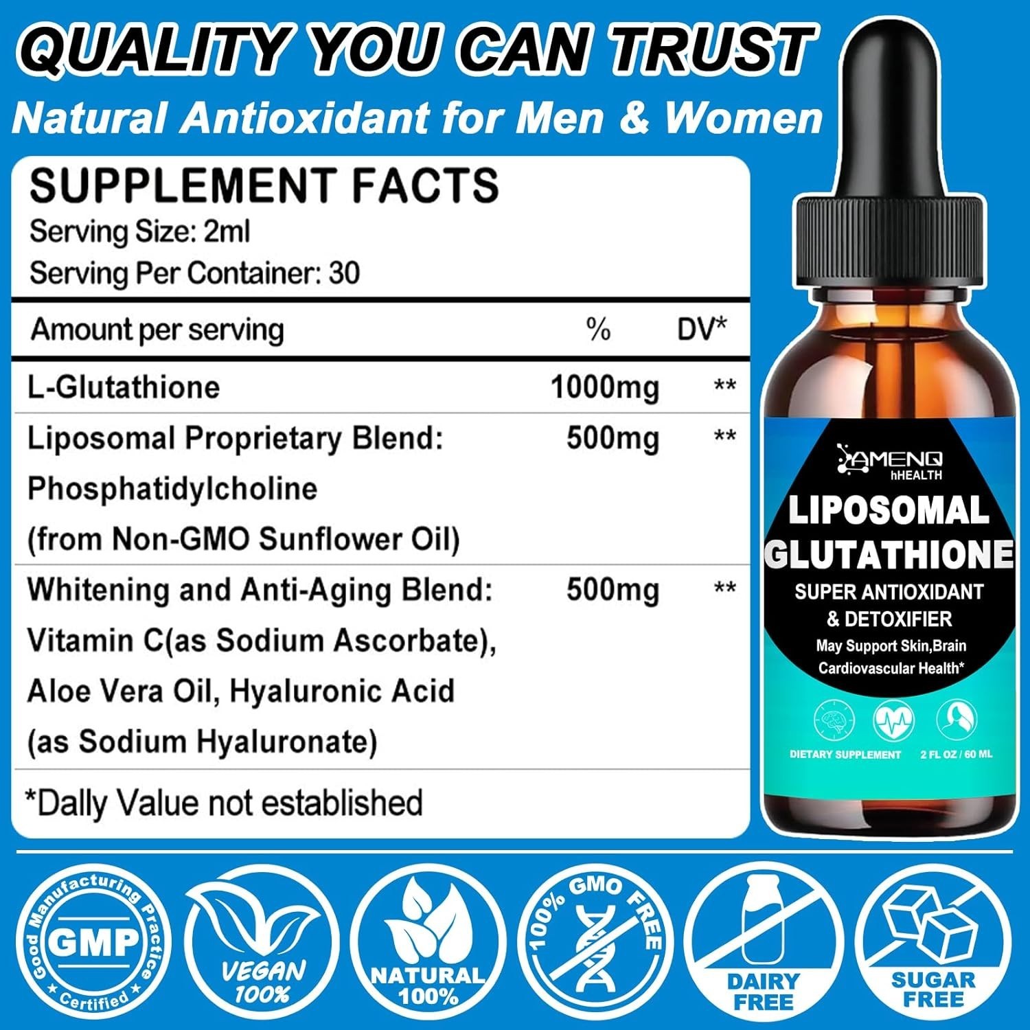 Liposomal Glutathione, Extra Strength Glutathione Supplement Liquid w. AloeVera