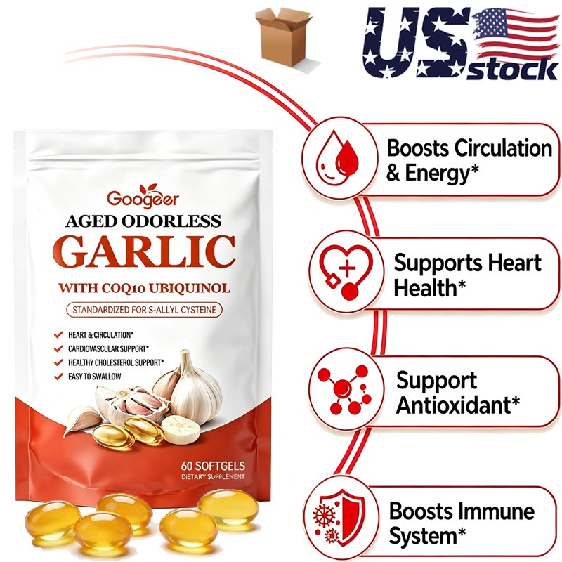 3 PackOdorless Aged-Resilia Garlic Extract 600mg Softgels (180 Count) with CoQ1
