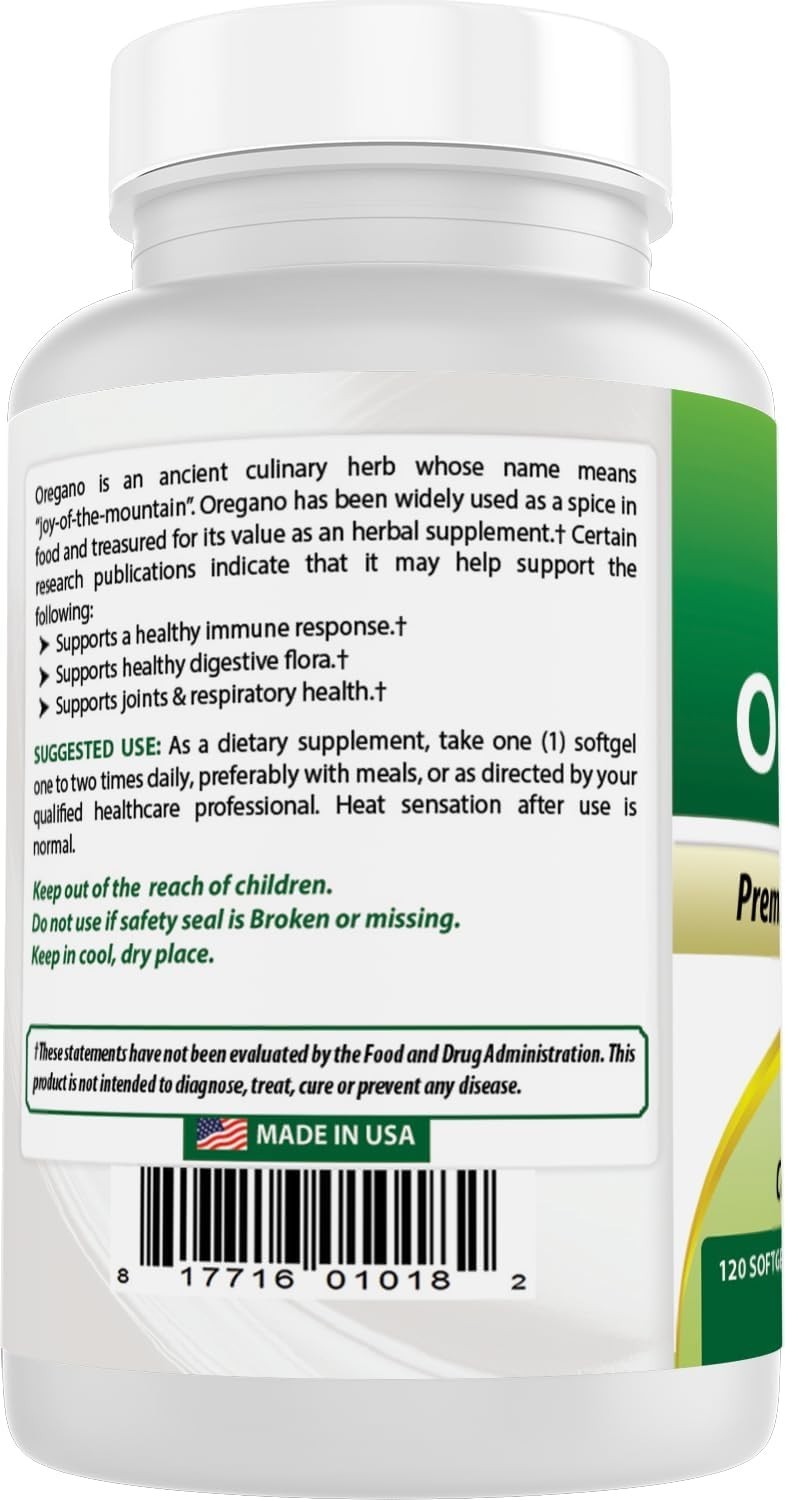 120 Count Oregano Oil 250 Mg Softgels – Gluten Free, All Natural Ingredients