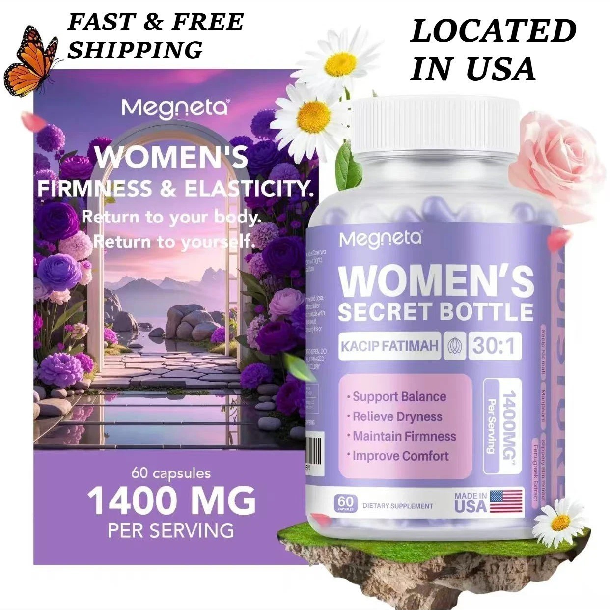 NEW LUXRY 1-3PCS Women’S Secret Bottle-60 Tablets -Healthcare Kacip Fatimah 1kMG