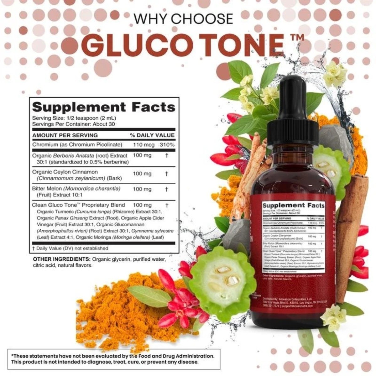 Gluco Tone™ Liquid Drops – Berberine, Cinnamon, Chromium & Turmeric Blend