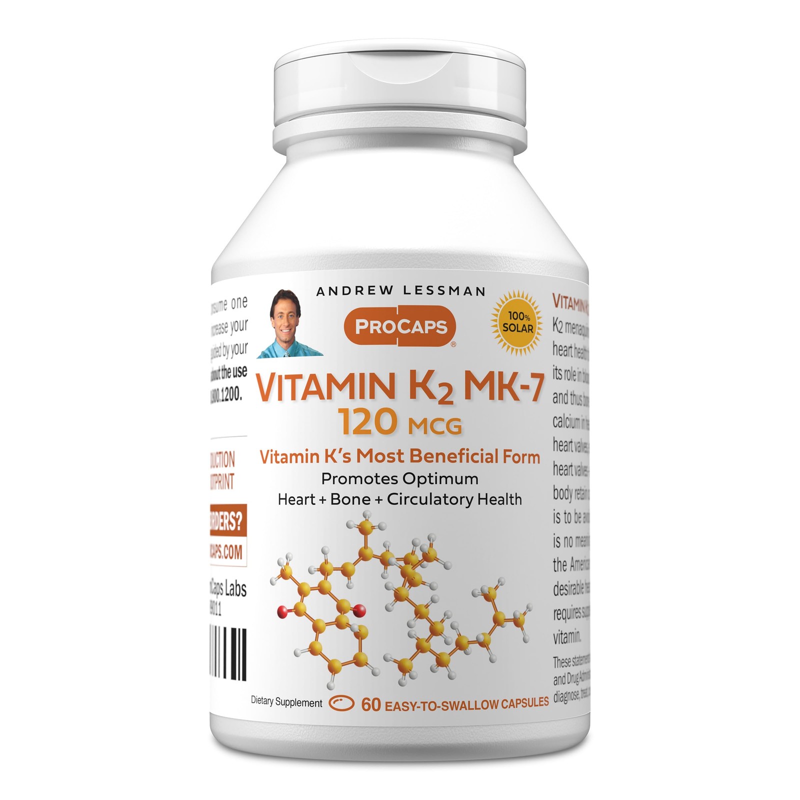ANDREW LESSMAN Vitamin K2 MK7 120 mcg 60 60 Count (Pack of 1), 120 Mcg