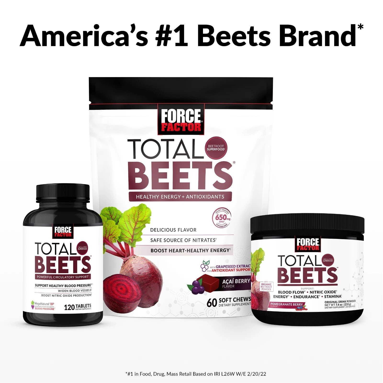 Total Beets Circulation Superfood Beet Root with Blood Pressure Support 120ct