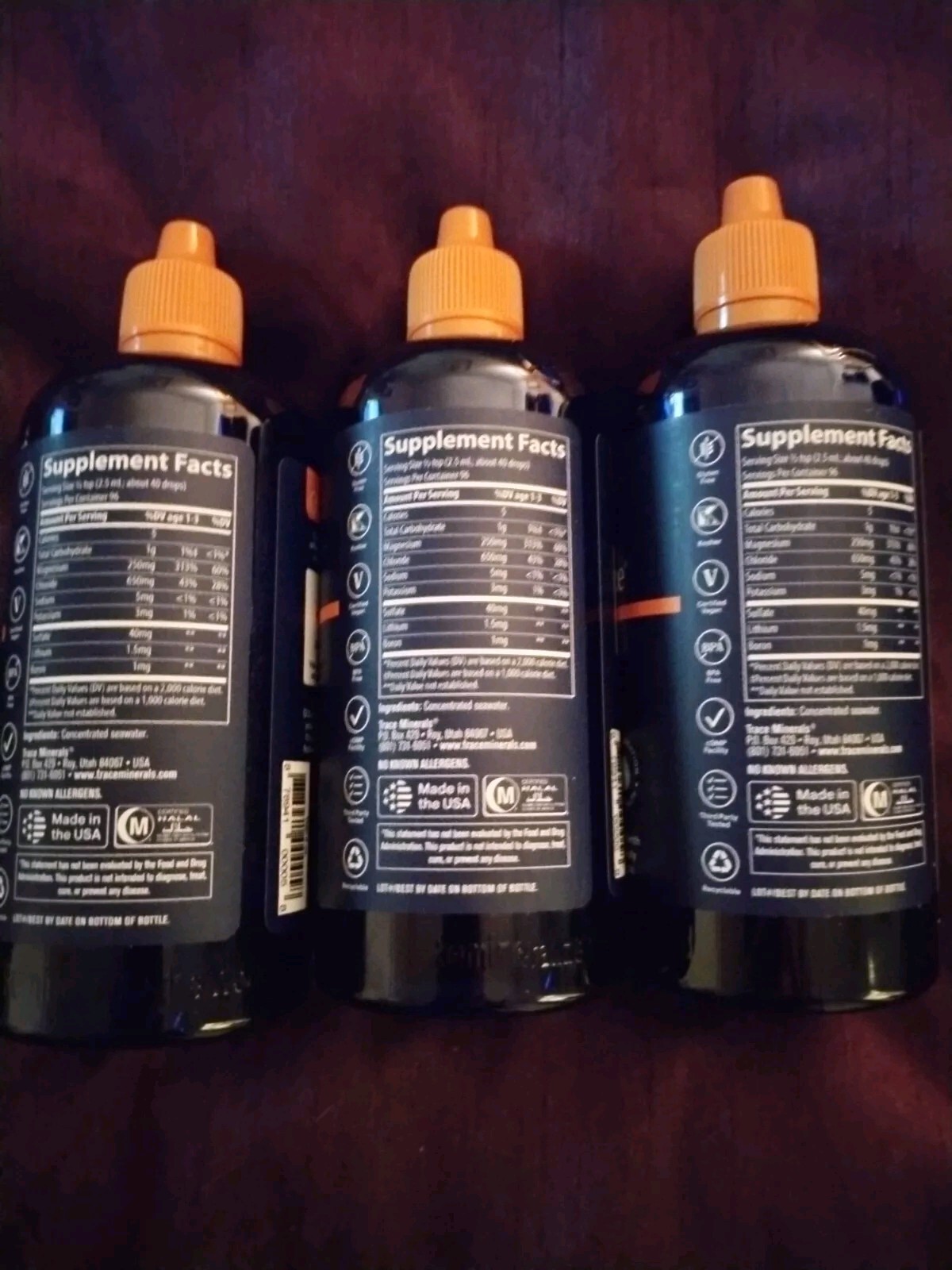 ConcenTrace®, Trace Mineral Drops, 8 fl oz (237 ml) Lot of 3. Exp 10/27