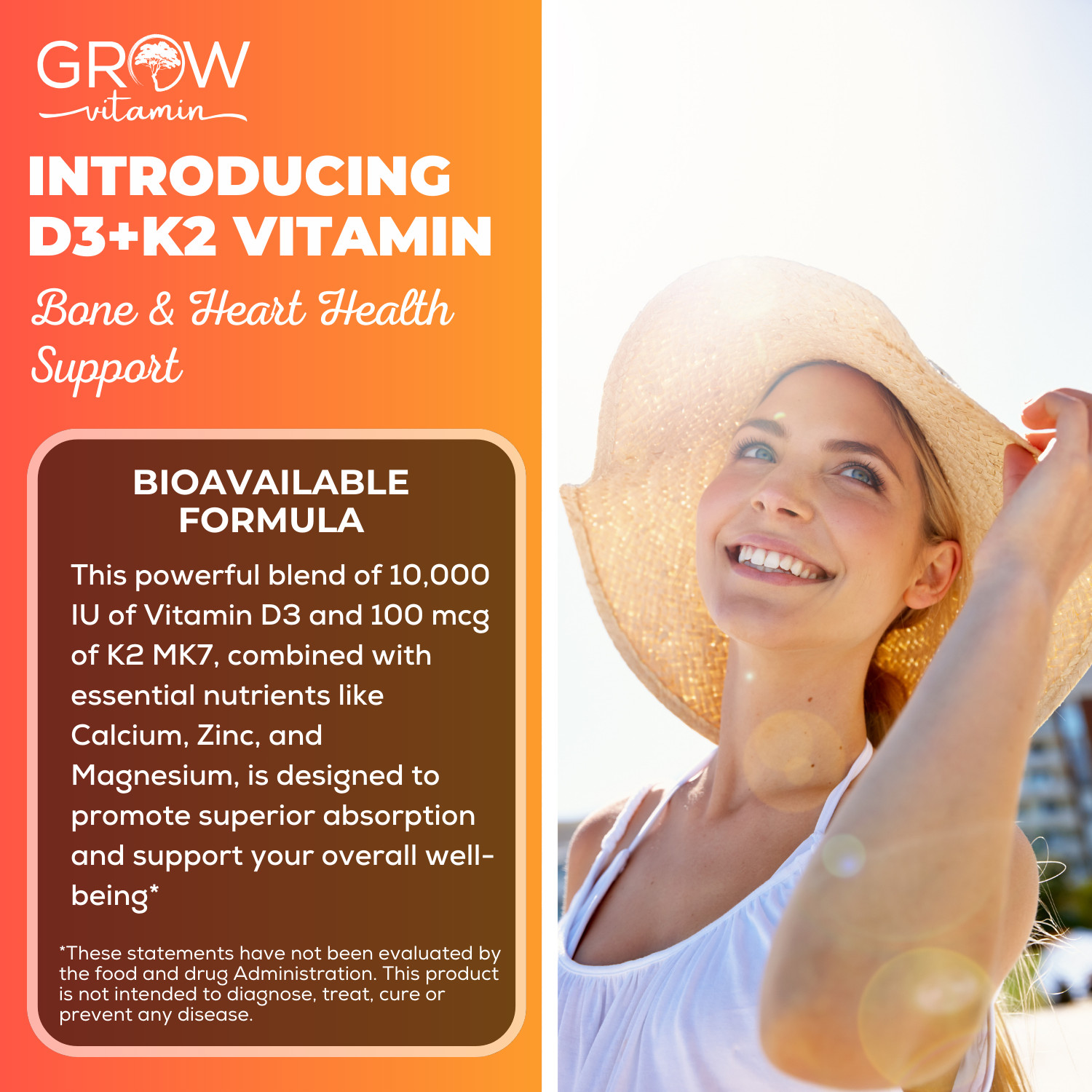 Vitamin D3 K2 Vegan D3 5000iu + K2 MK7 + Plant Based Coconut Oil – 30 Softgels