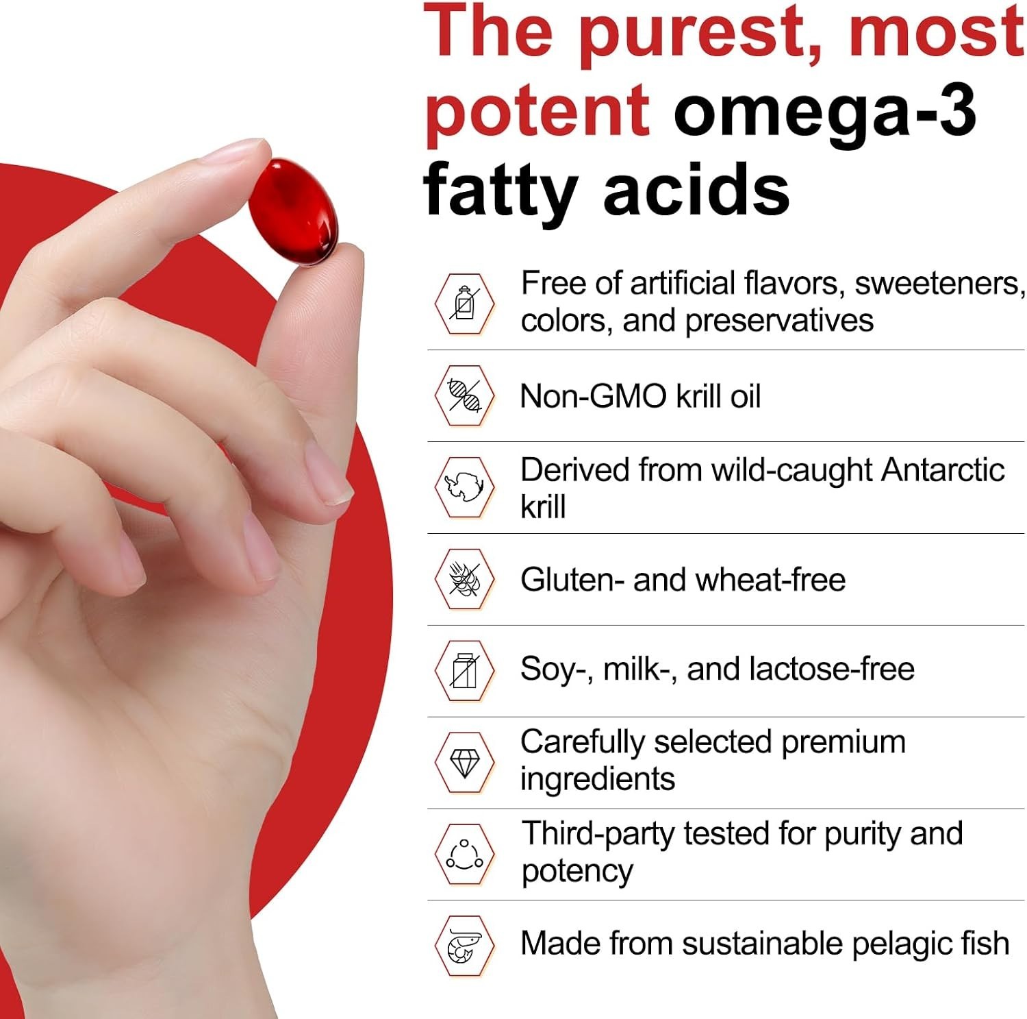Wild-Caught Omega-3 Krill Oil 500 mg Softgels – Purity and Health in Every Dose