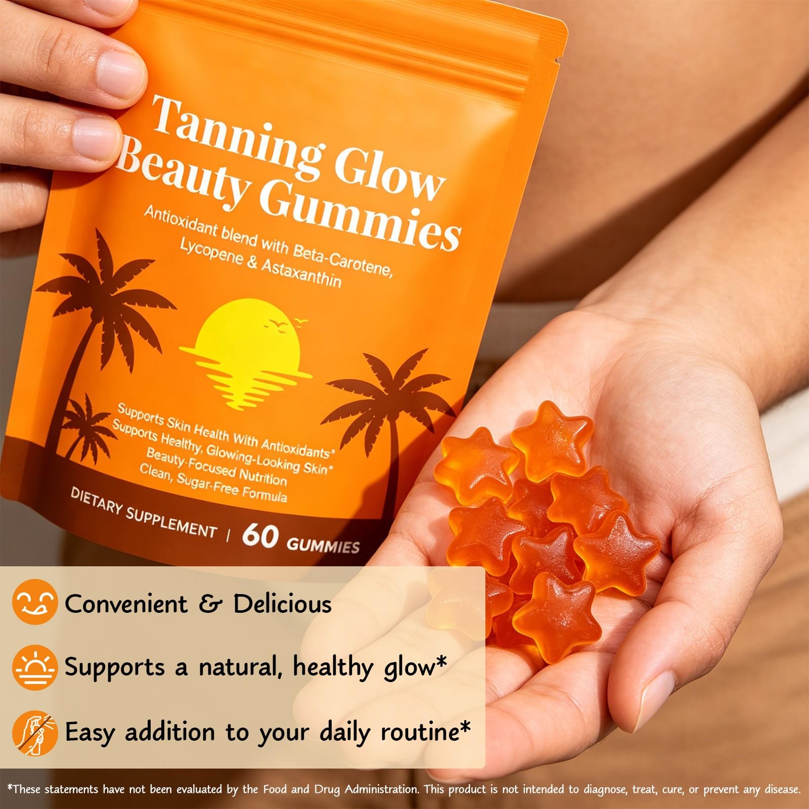 Astaxanthin Tanning Gummies Sun-Free for 1 Count (Pack of 120), 120count