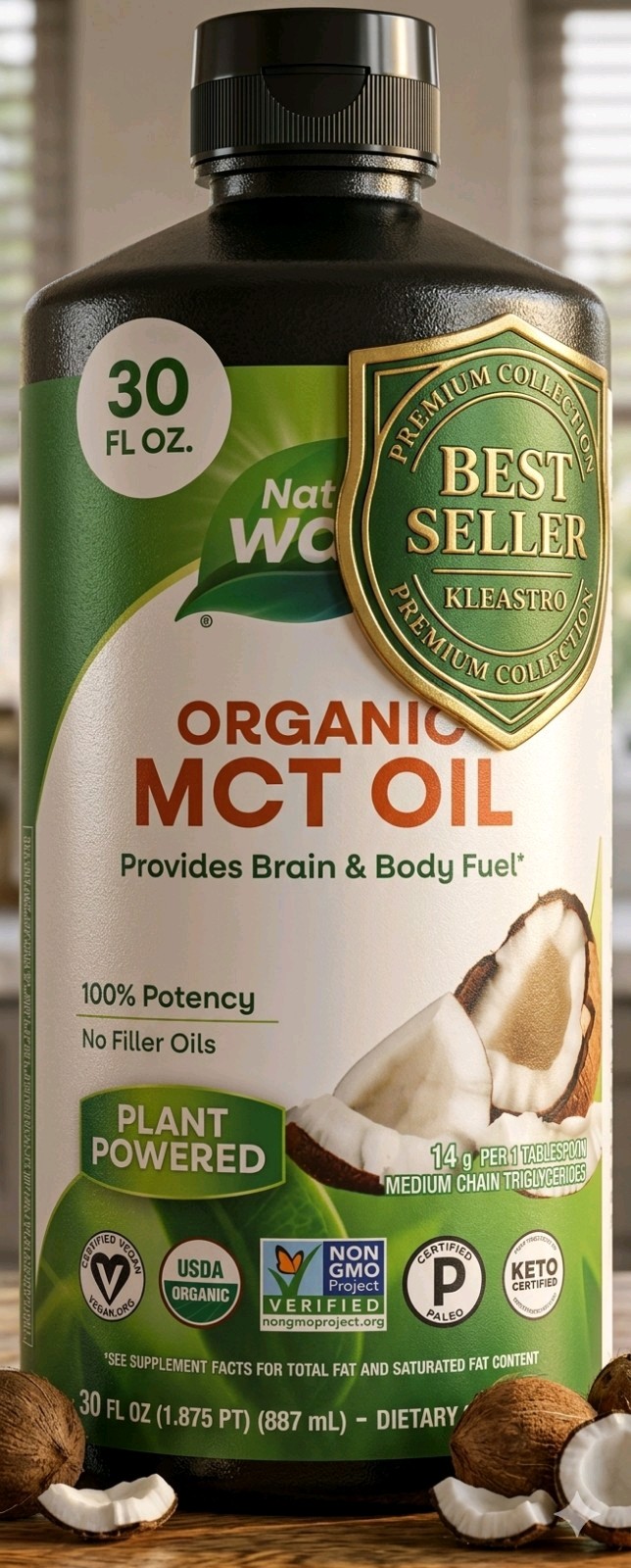 ​Nature’s Way Pure Organic MCT Oil C8 C10 Caprylic Acid Coconut Liquid Oil 30oz
