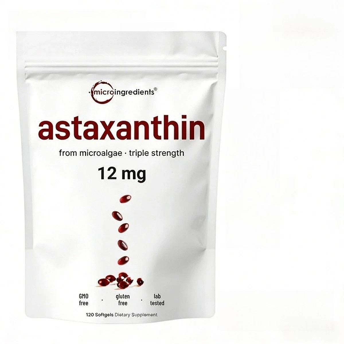 Micro Ingredients 12mg Astaxanthin Softgels Microalgae Antioxidant Skin Support