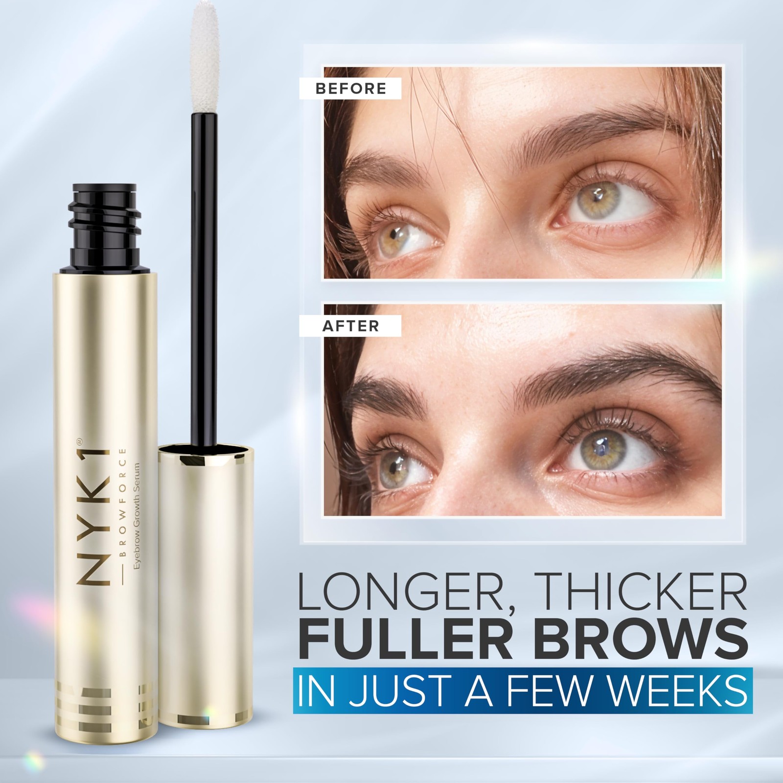 NYK1 CONCENTRATED 0.1 Fl Oz (Pack of 1), BrowForce (3ml) Brow Growth Serum