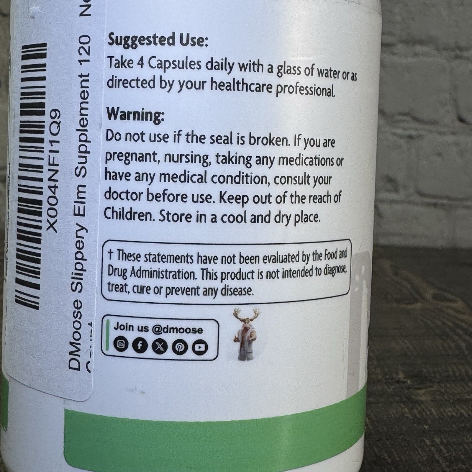 DMoose Slippery Elm Complex – All-in-One Supplement for Gut Wellness, 120 ct