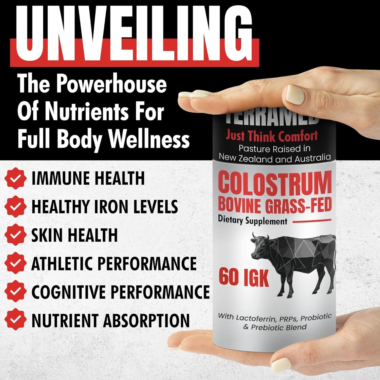Colostrum Supplement | Bovine Grass Fed Colostrum with 60% IgG | 90 Gummies