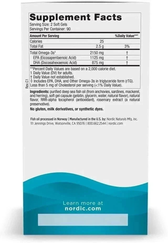 Nordic Naturals Ultimate Omega 2x Fish Oil 2150 mg 180 SoftGels EPA & DHA