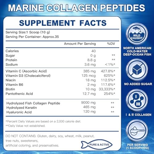 ZEBORA Marine Collagen Peptides Powder with Hyaluronic Acid, Keratin – Wild