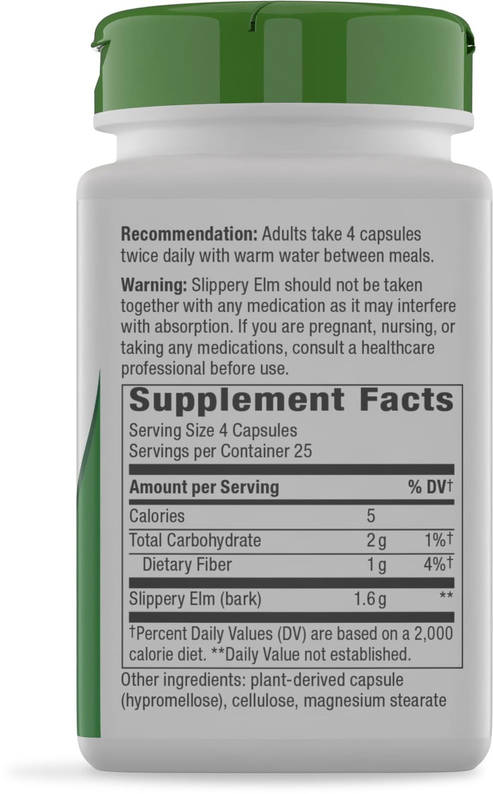 Nature’s Way Slippery Elm Bark Capsules, Traditional 100 Count (Pack of 1)