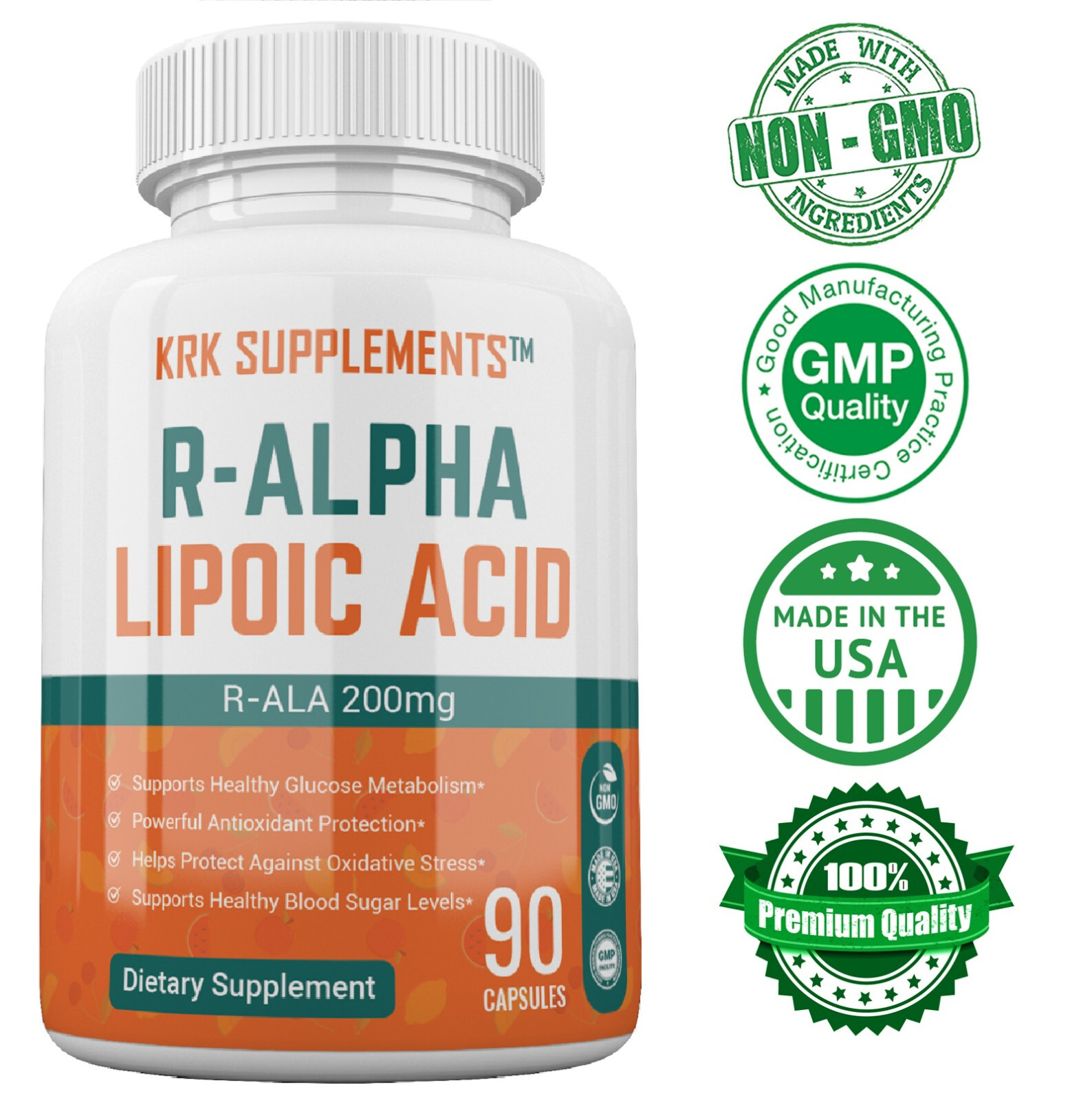 1 R-ALA Alpha Lipoic Acid 200mg Antioxidant Blood Sugar Formula Glucose Support