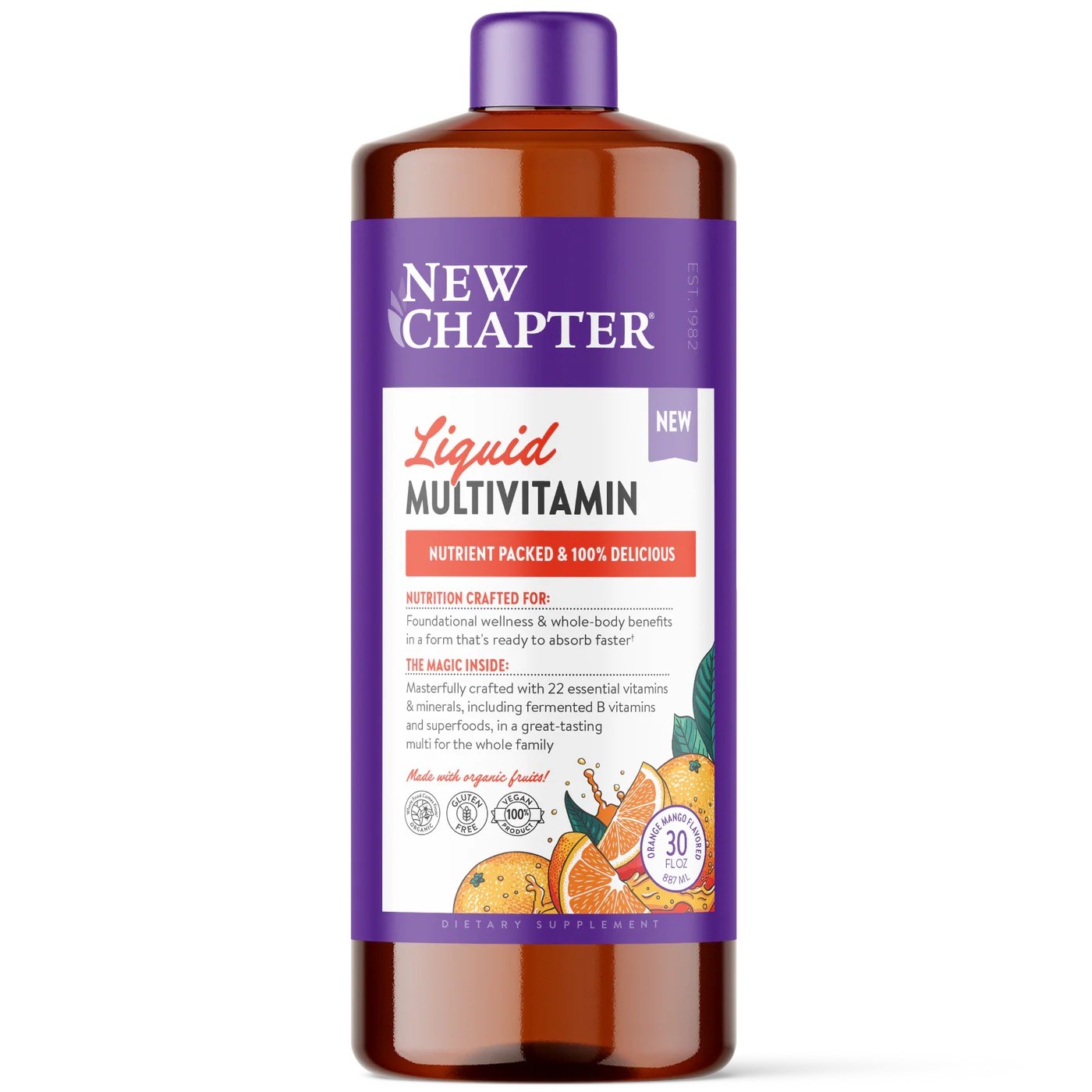 Multivitamin Liquid New Chapter Vegan Gluten Free Orange Mango 30 fl oz